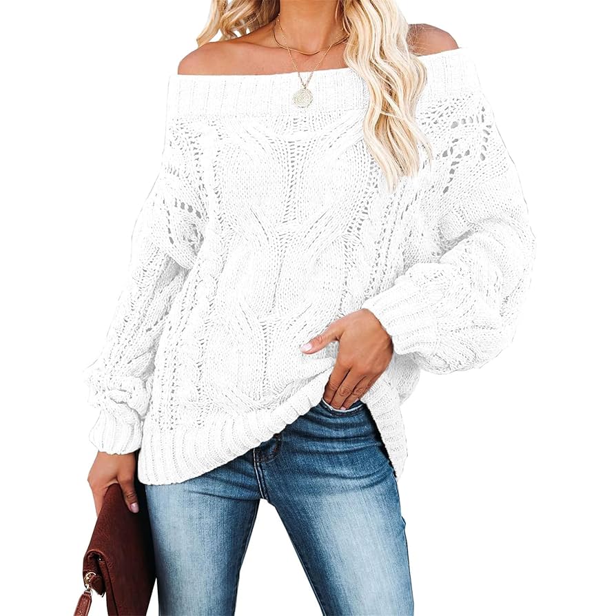 Amazon.com: DAUZ Women's Solid Off Shoulder Sweater Batwing